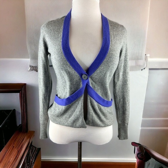 Christopher Fischer Sweaters - Christopher Fischer Cashmere Single Button Cardigan Gray Purple Women's Small
